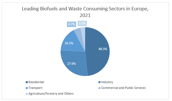 Leading Biofuels and Waste Consuming Sectors in Europe, 2021